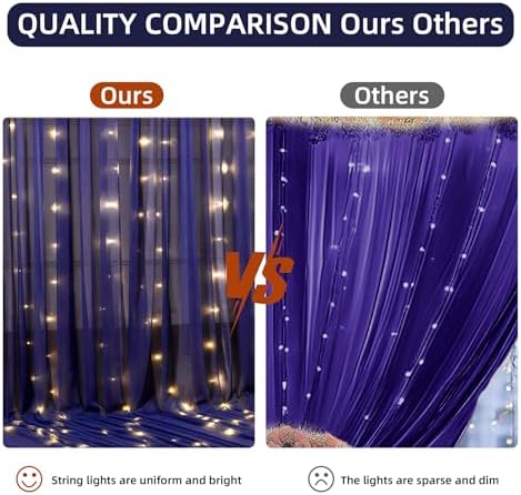 10x10FT Navy Blue Wrinkle Free Backdrop Curtains with Lights String for Parties - Photo Curtain Backdrop with Lights for Wedding Decorations, Bridal Baby Shower Birthday Party Photography Background - Image 6