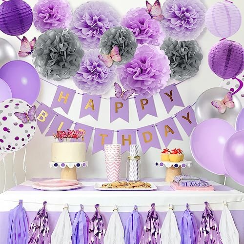 72Pcs Lavender Purple Birthday Party Decorations for Girls Women - Image 6