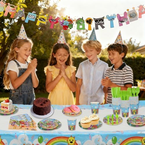 229 PCS Birthday Party Supplies Set, Serves 20 – Plates, Cups, Balloons, Banner, Tablecloth, Cake Topper, Napkins & Stickers – Complete Kids Birthday Decorations Kit - Image 3
