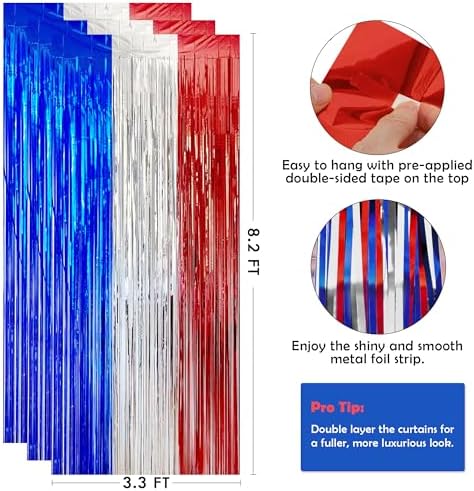 OHOME 4th of July Decorations - American Flag Backdrop Streamers | Patriotic Memorial Day Decor for Indoor Outdoor Outside - 250th Anniversary Fourth of July Accessories Party Favors,2 Pack - Image 6