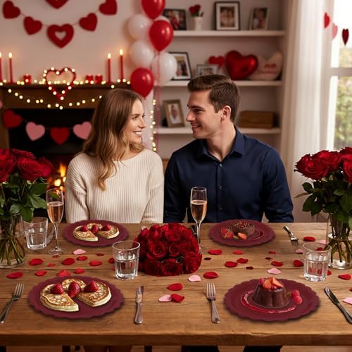 40Pcs Red Paper Plates 7Inch Red Scalloped Plates Disposable Dessert Plates for Independence Day Birthday,Baby Shower,Wedding,4th of July - Image 6