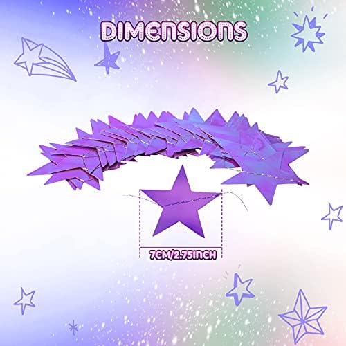 Glitter Star Garland Banner Decoration, 130 Feet Bright Star Hanging Bunting Banner Backdrop for Engagement Wedding Baby Shower Birthday Christmas Party Decor (Holographic Purple) - Image 3
