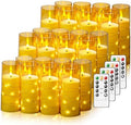 Nimiko Flickering Flameless LED Candles,Battery Operated Candles 24 Pcs with Embedded Star String,Acrylic LED Pillar Candles with Remote,Suitable for Home Decoration to Create an Atmosphere (Gold) by Nimiko