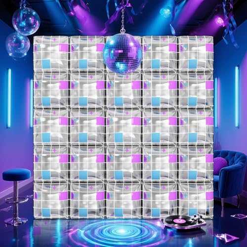 Disco Square Foil Balloon Wall,25Pcs Double Sided Foil Balloons - Image 6