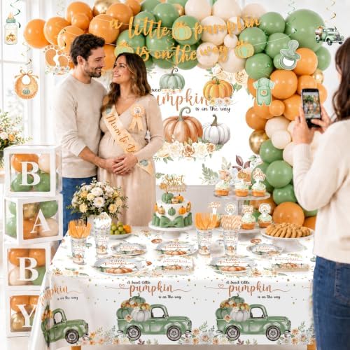 Little Pumpkin Baby Shower Decorations, 329Pcs Green And Orange - Image 2