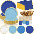 Mimorou 338 Pcs Blue Plates Napkins Cups Flatware Set by Unknown