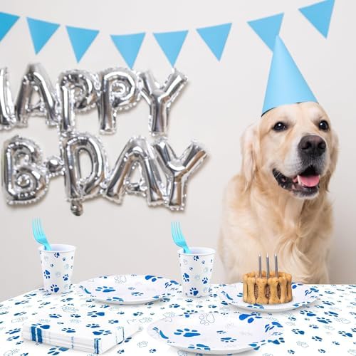 Kochorie 121 Pieces Blue Dog Paw Print Party Supplies Tableware Set - Image 5
