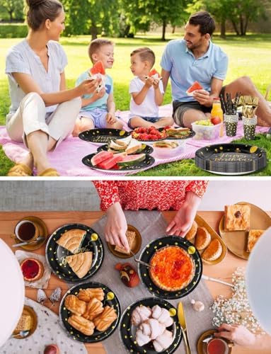 Nkaiso 161 Pcs Black Gold Birthday Plates and Napkins Set -20 Serves - Image 6