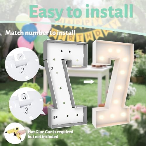 3FT Marquee Light Up Number 7, 10 bulbs with Water Bag, Pre-cut for Party - Image 4