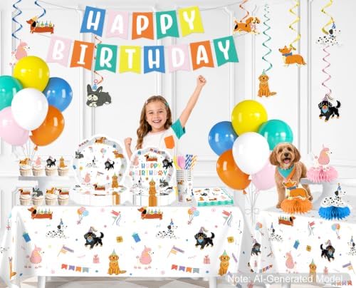 Dog Themed Birthday Party Decorations Tableware Set, Serves 25 - Image 3