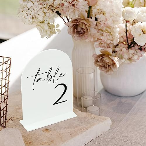 HOODO White Arch Wedding Table Numbers 1-10 with Stands, 5"x7" Arched Acrylic Signs and Holders, White Arch Table Numbers for Wedding Reception, Centerpiece, Party, Anniversary, Event - Image 6