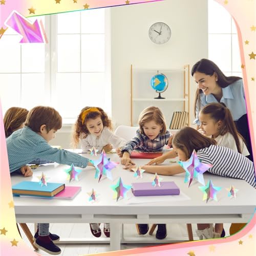Sinload 45 Piece 3D Iridescent Star Centerpieces Glitter Theme Party Decor - Image 5