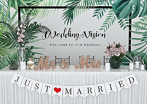 VIOPVERY Wooden Mr & Mrs Wedding Sign with Just Married Banner,Rosegold - Image 4