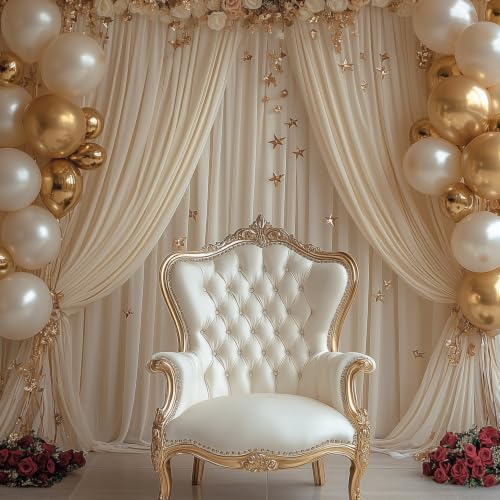 Champagne Backdrop Curtains for Wedding Parties, 10x10FT Wrinkle Free Photo Backdrop Curtains for Wedding Birthday Party Baby Shower, Fabric Drape with Rod Pockets 5ft x10ft, 2 Panels - Image 3