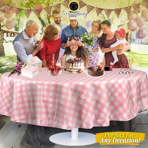 Grandipity Plastic Table Cloth Disposable 12 Pack 84" Round Gingham - Image 6