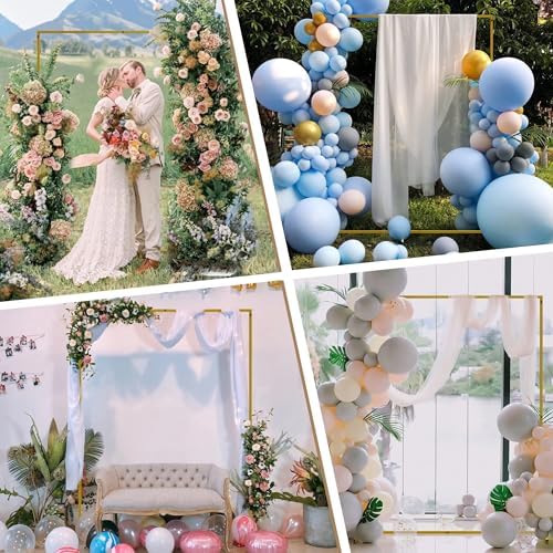 Wokceer Backdrop Stand Square Wedding Arch 6.6FT x 5.2FT Gold Metal Balloon Arch Backdrop Stand for Wedding Ceremony Birthday Party Baby Shower Photo Booth Background Decor - Image 5