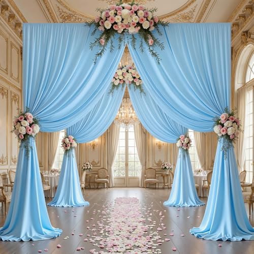 30x10ft Blue Backdrop Curtain Panels for Parties - Wrinkle Free Polyester Photo Curtain Backdrop Wedding Back Drop Fabric Drapes for Party Decorations Background for Photography - Image 2