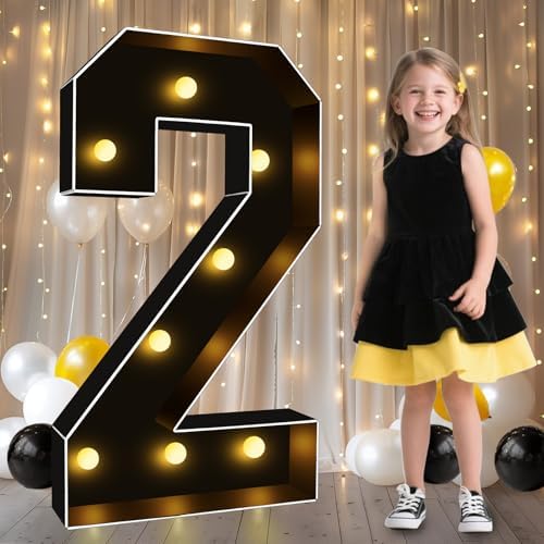 Pooqla 3FT Marquee Light Up Numbers 2 for 2nd 21st Birthday Decorations by Pooqla