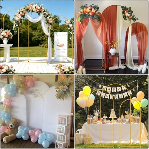 3PCS Metal Wedding Arch Backdrop Stand 6.6/5.9/4.9FT Balloon Arch Stand - Image 6