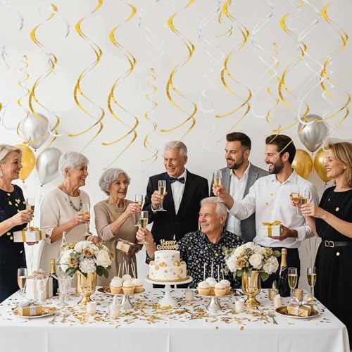 BEISHIDA 20Pcs Gold Silver Hanging Swirls Wedding Graduation Ceiling Decor - Image 4