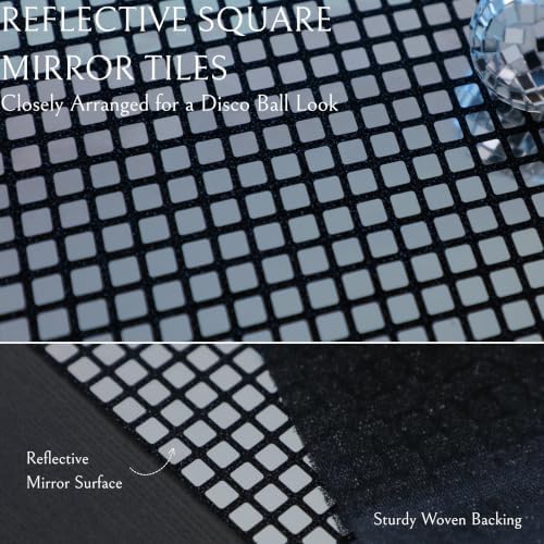 13x72 Inches Black Silver Disco Party Table Runner Glitter Mirror Decor - Image 3