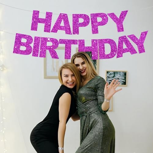 BEISHIDA Pre-Strung Glitter Purple Happy Birthday Banner Party Sign Decor - Image 5