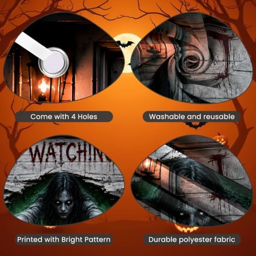 13x6 Ft Halloween Garage Door Decorations Cover, I AM Watching You, Large Outdoor Garage Door Banner Backdrop for Home Wall Window Patio Yard Party - Image 3