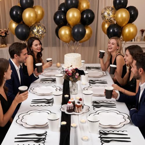 350 Pcs Halloween Black and White Plates and Napkins Set, Serve 50 Guests - Image 6