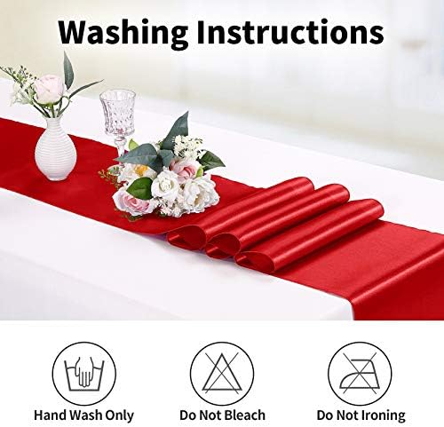 15-Pack Satin Table Runner Red 12 x 108 inches Long, Table Runners for Wedding, Birthday Parties, Banquets Decorations（15 Pack, 12x108 Inch, Red） - Image 3
