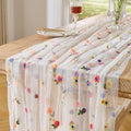 BINBE 3pcs Ivory Daisy Spring Table Runner Embroidery Gauze 10FT Florals Seasonal Tulle Holiday Birthday Kitchen Dining Table Decor for Home Party by BINBE