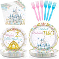 Grencian 96Pcs Princess 2nd Birthday Party Supplies for Girl Serves 24 by Grencian