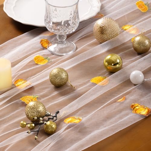 Pumpkin Table Runner Fall Tulle Gauze Sheer Cheesecloth Party Home Decor - Image 3