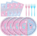 72 Pcs Gender Reveal Plates Napkins and Forks Set, 7 Inch, Serves 24 Guests by KFJBPB