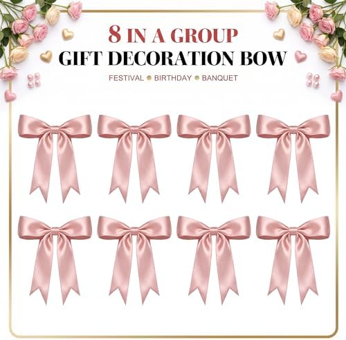 1 String Pink Bow Garland Banner Decorations, Pre-Strung Satin Ribbon Bows for Birthday, Baby Shower, Bridal Shower, Coquette Girls Room, Bow Themed Party, Wedding, Christmas Tree Decorations - Image 2