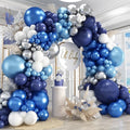 412Pcs Blue Balloon Arch Kit,5 10 12 18 inch Blue Balloon Garland with Metallic Dark Blue Silver Balloons for Baby Shower Graduation Birthday Wedding Party Decorations by PAXILE