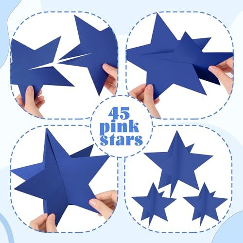 Sinload 45 Piece 3D Glitter Star Centerpieces Navy Blue Silver Party Decor - Image 4