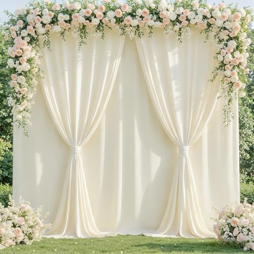 10x12ft Ivory Backdrop Curtain Panels for Parties - Wrinkle Free Polyester Photo Curtain Backdrop Wedding Back Drop Fabric Drapes for Party Decorations Background for Photography - Image 4