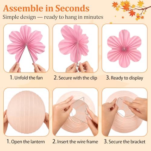 Sunset Party Decorations, 18Pcs Hanging Paper Lanterns & Flower Fans Set - Image 5