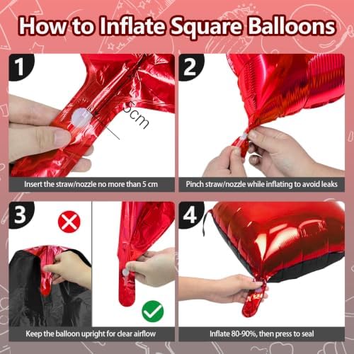 NISOCY 48PCS Red and Black Square Foil Balloons Wall Backdrop - Image 3