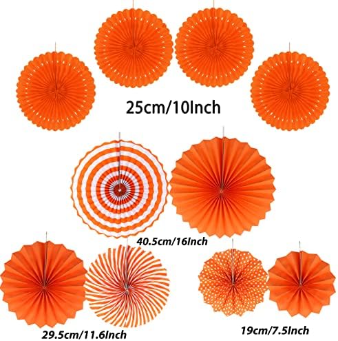 ZERODECO Party Decorations, 41 Pcs Orange Papar Fans Pompoms Garlands String Tissue Paper Tassel for Halloween New Years Spring Festival Wedding Birthday Party - Image 4