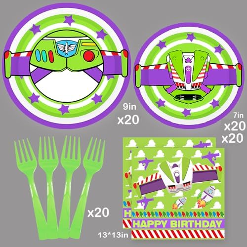 Light inspired Party Decorations Cartoon Story Birthday Party Supplies include Banner Table Cloth Forks Plate Napkins and Cups for Game 1st 2nd 3rd 4th 10th Bday Decor Purple - Image 3