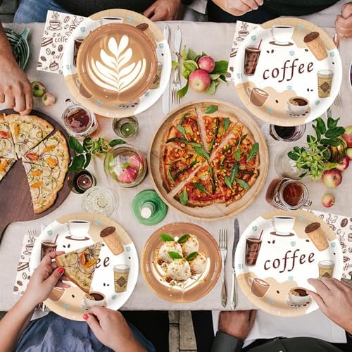 180Pcs Coffee Plates and Napkins Party Supplies Serves 60 - Image 7