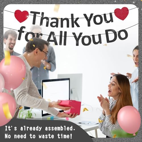 Thank You Banner Staff Appreciation Banner for Employee Appreciation Decorations Teacher Thanks Volunteer Events Office School Organization Thank You Parties (Black) - Image 6