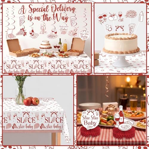 132 Pcs Special Delivery Pizza Baby Shower Decorations Set Slice Slice Baby Shower Decorations Italian Pizza Gender Neutral Tableware Set Serves 25 Guests for Pizzeria Newborn Welcome - Image 6