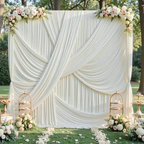 60x12 ft Ivory Backdrop Curtains for Weddings Parties, Birthdays and Photos - Image 3