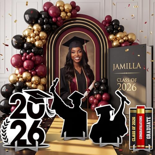 Honoson 4 Pcs Large 32" Graduation Party Decoration 2026 Cardboard Cutouts Stand up, Congrats Grad Party Photo Backdrop Prop Lawn Yard Signs for College School Graduation Supplies - Image 6
