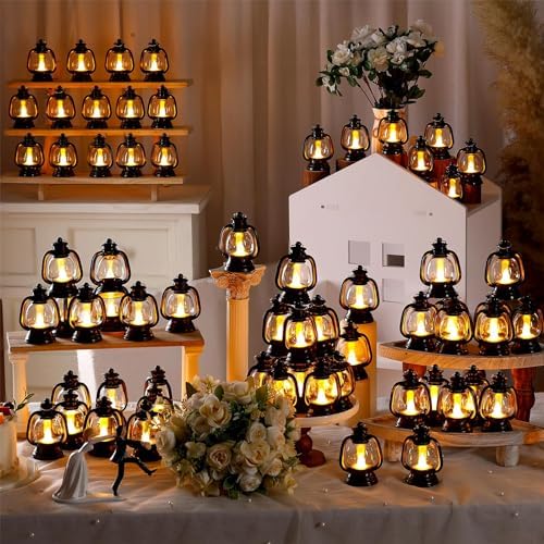 Ferraycle 72 Pcs Mini Lanterns Bulk 4 Inch Black Lamp Table Centerpieces - Image 6