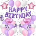 Pink Purple Birthday Decorations for Women Girls Happy Birthday Balloon by BTZO