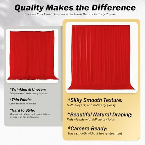 10x12 ft Red Backdrop Curtains for Weddings Parties, Birthdays and Photos - Image 4