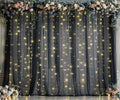 20ft x 10ft Black Tulle Photo Backdrop Curtain with Lights String for Parties Sheer Black Curtain Backdrop for Birthday Party Baby Shower Wedding Photo Booth Photography Background Decorations by Suppromo